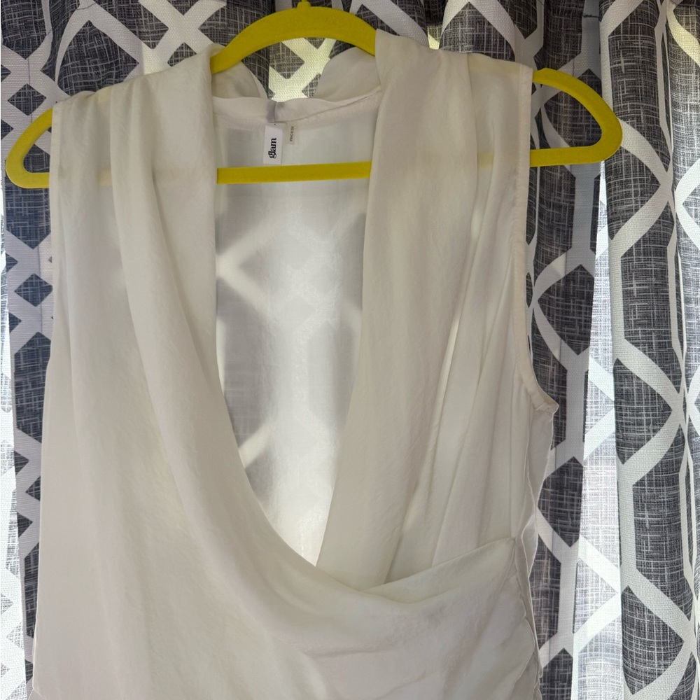Silky Pearly Off-White Sleeveless Blouse